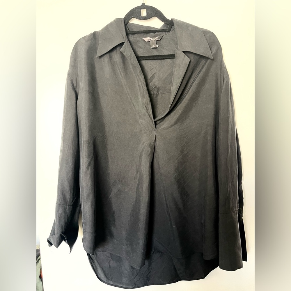 Banana Republic Black Draped Top in silk
